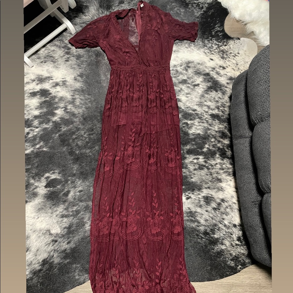 Burgundy lace romper